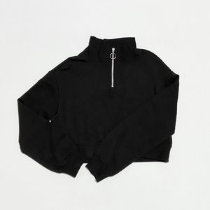 cropped black h&m half-zip